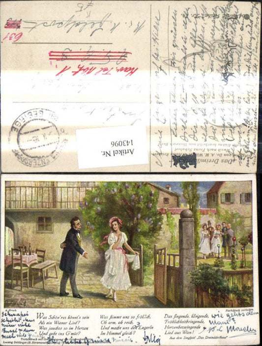 143096,Künstler Ak A. Broch Franz Schubert Dreimäderlhaus Text Komponist Musik