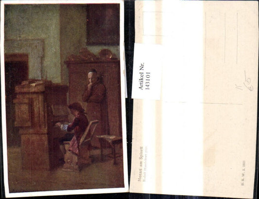143101,Künstler Ak Rudolf Hansleitner Wolfgang Amadeus Mozart am Spinett Komponist Musik