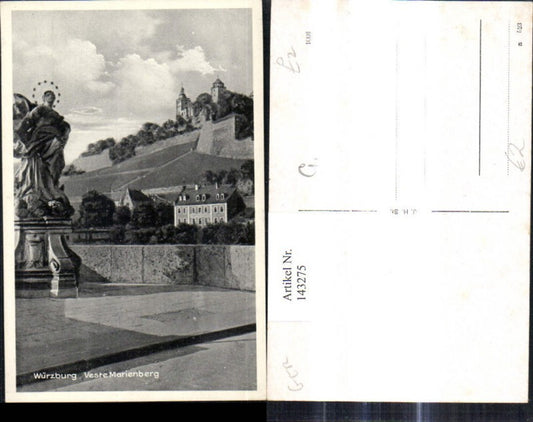 143275,Würzburg Veste Marienberg Statue i. Vordergrund