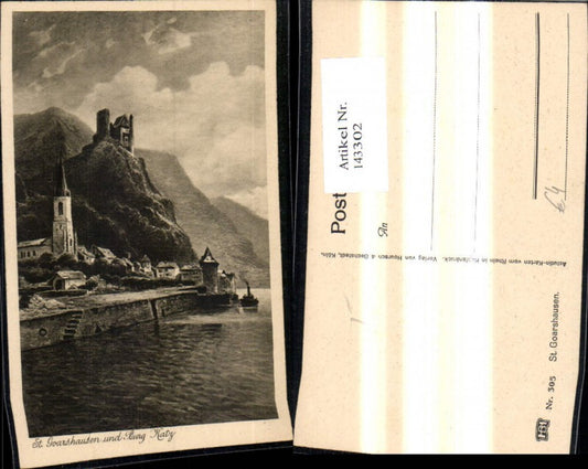 143302,Künstler Ak St Goarshausen u. Burg Katz