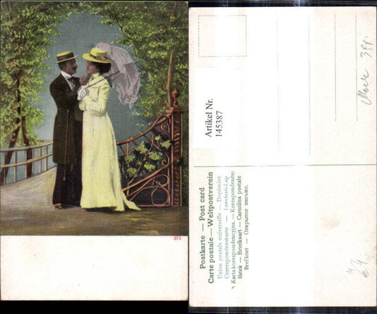 145387,Frau Mann Paar m. Schirm Hut