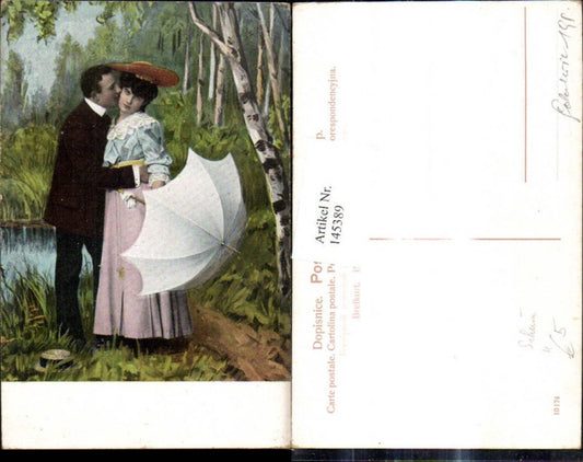 145389,Frau Mann Kuss Schirm Hut