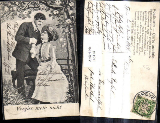 145414,Liebe Paar halten Händchen u. Baum Vergiss mein nicht