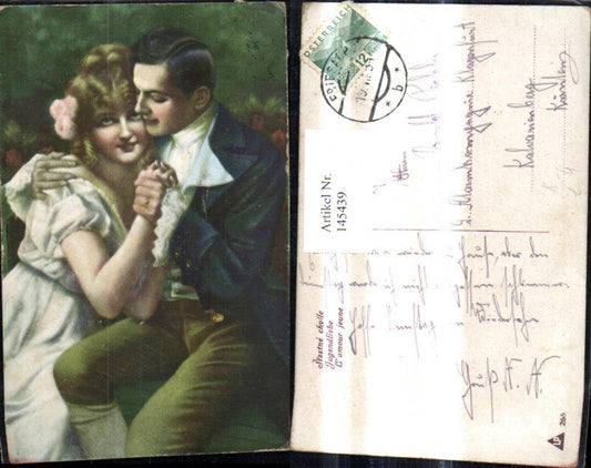 145439,Künstler Ak Liebe Paar Umarmung Jugendliebe