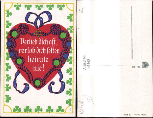 145463,Liebe Text Spruch Herz Kleeblätter Ornament