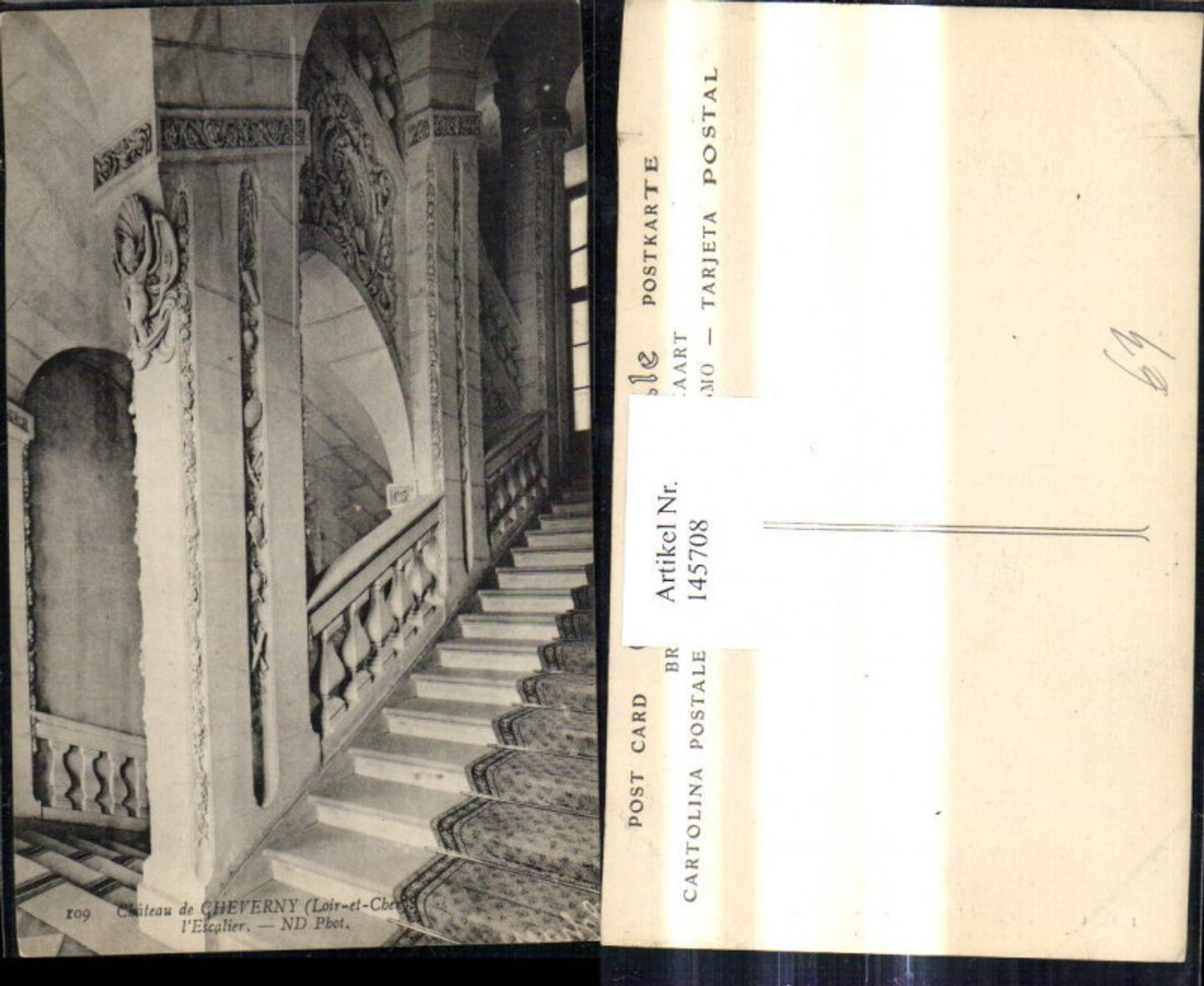 145708,Schloss Chateau de Cheverny Loir et Cher l Escalier Stiegenhaus Treppe Innenansicht