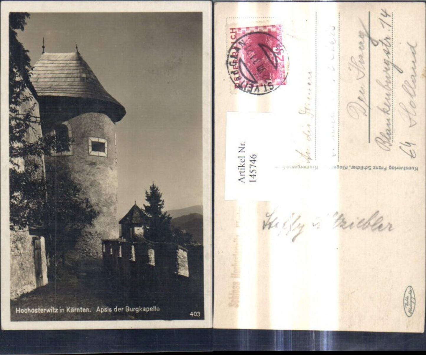 145746,Foto Ak Hochosterwitz i. Kärnten Burg Apsis d. Burgkapelle
