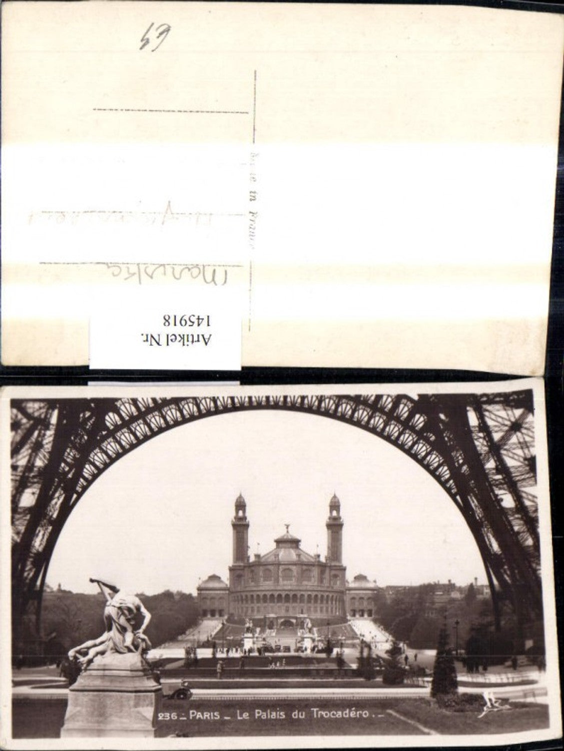 145918,Foto Ak Paris Le Palais du Trocadero Blick v. Eiffelturm