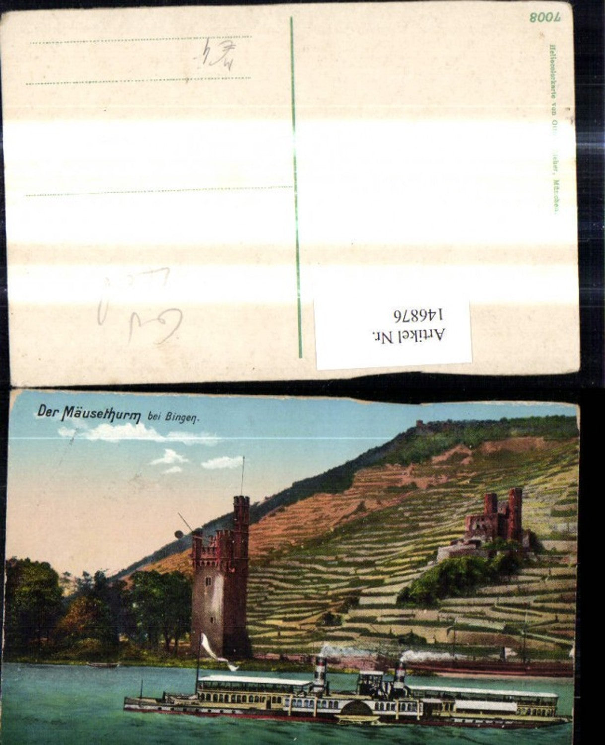 146876,Binnenschiff Schiff Dampfer b. Mäusethurm b. Bingen Mäuseturm