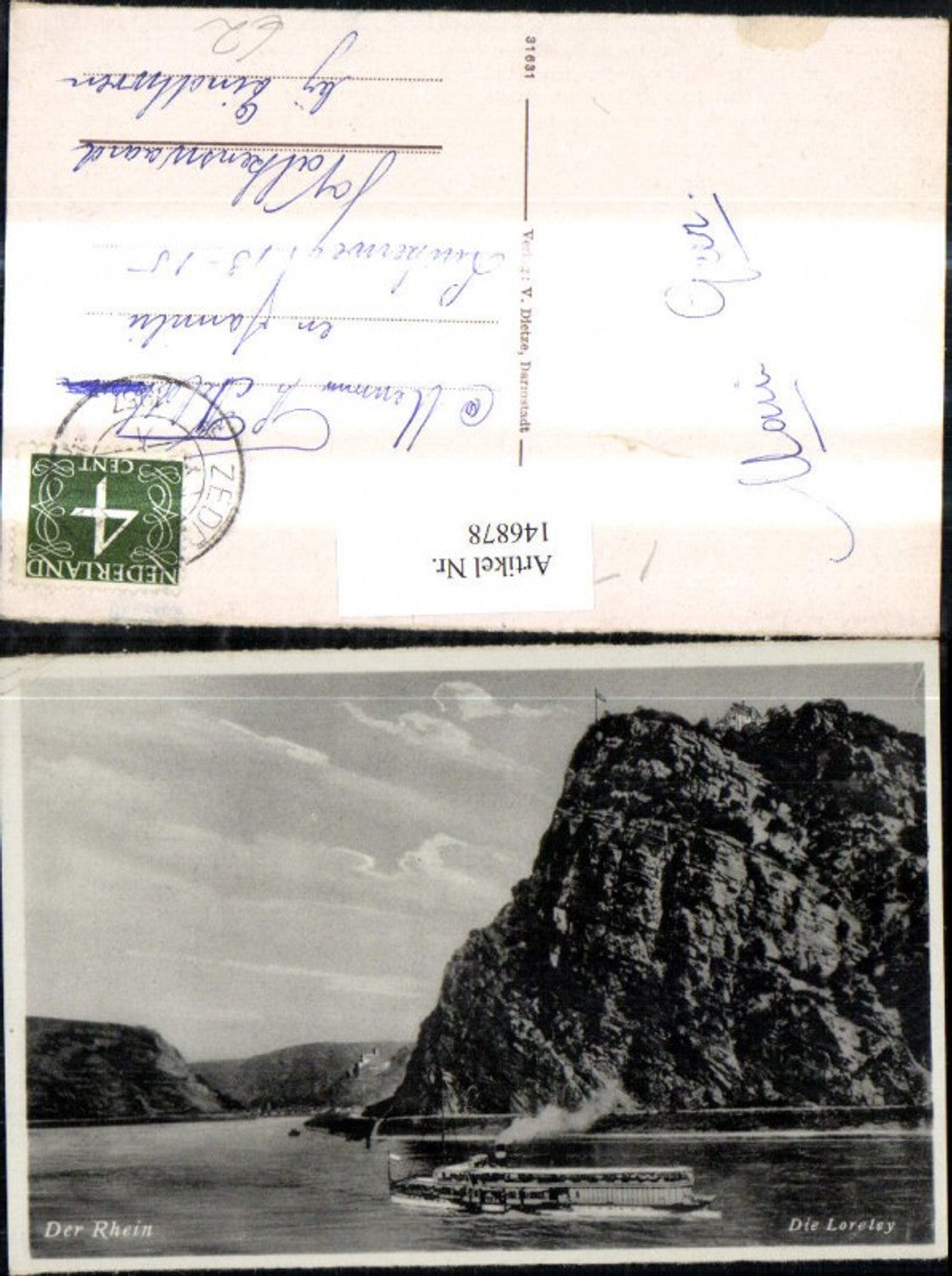 146878,Binnenschiff Schiff b. Loreleyfelsen Die Loreley Rhein