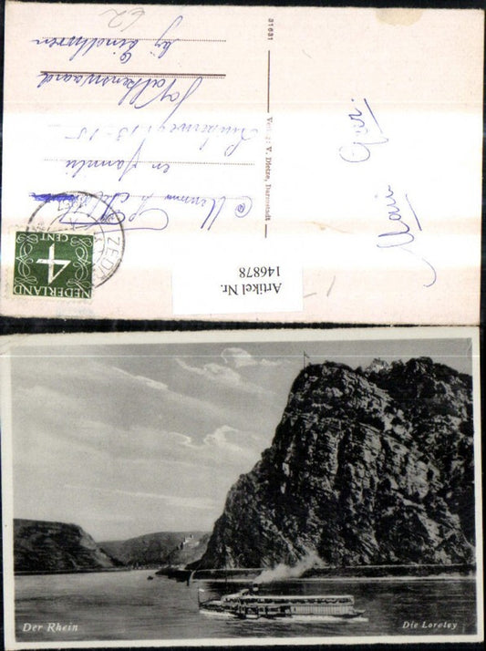 146878,Binnenschiff Schiff b. Loreleyfelsen Die Loreley Rhein