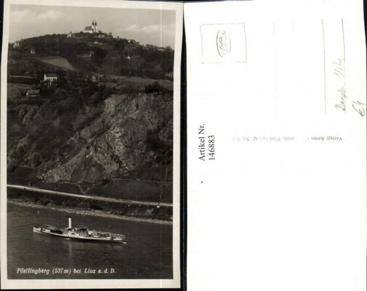 146883,Foto Ak Binnenschiff Schiff b. Pöstlingberg b. Linz a. Donau Dampfer Hebe