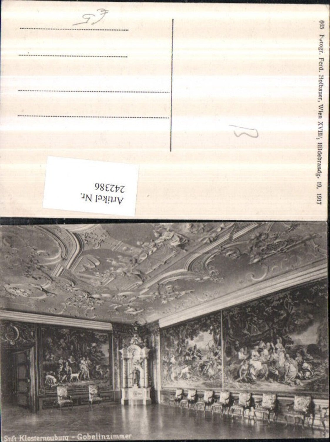 242386,Stift Klosterneuburg Gobelinzimmer Innenansicht