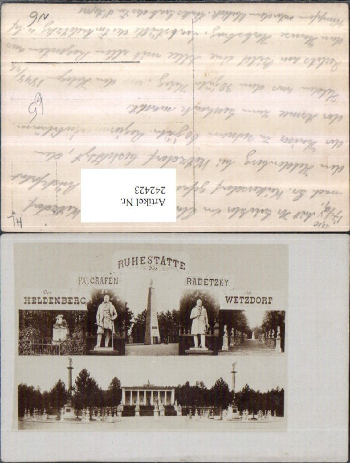 242423, Heldenberg near Wetzdorf, Resting place, Memorial to Count Radetzky, Multi-view postcard