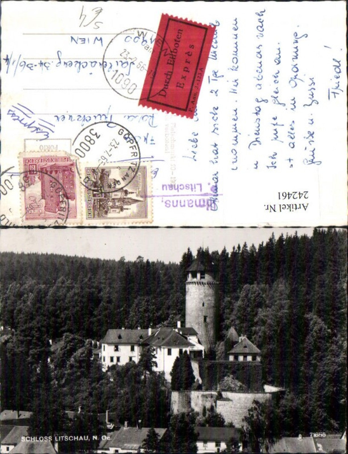 242461,Schloss Litschau Durch Eilboten Expres Stempel