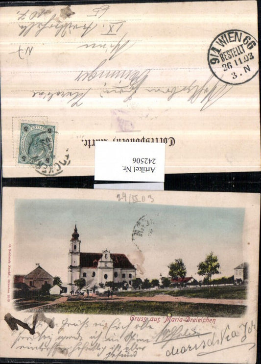 242506,Gruß aus Maria-Dreieichen Kirche Gasthof u. Fleischhauerei