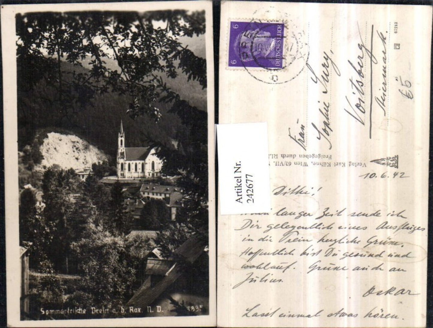 242677,Prein an d. Rax Teilansicht Kirche
