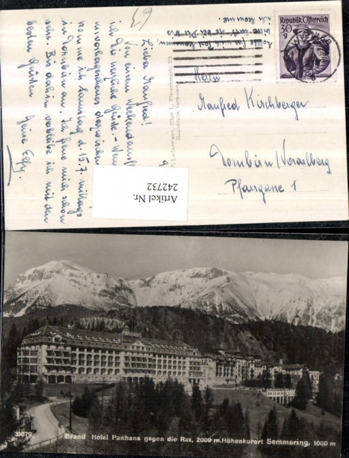 242732,Semmering Grand Hotel Penhans geg. d. Rax