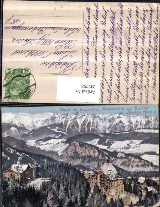 242796,Winter am Semmering Südbahnhotel u. Waldhof m. Raxalpe