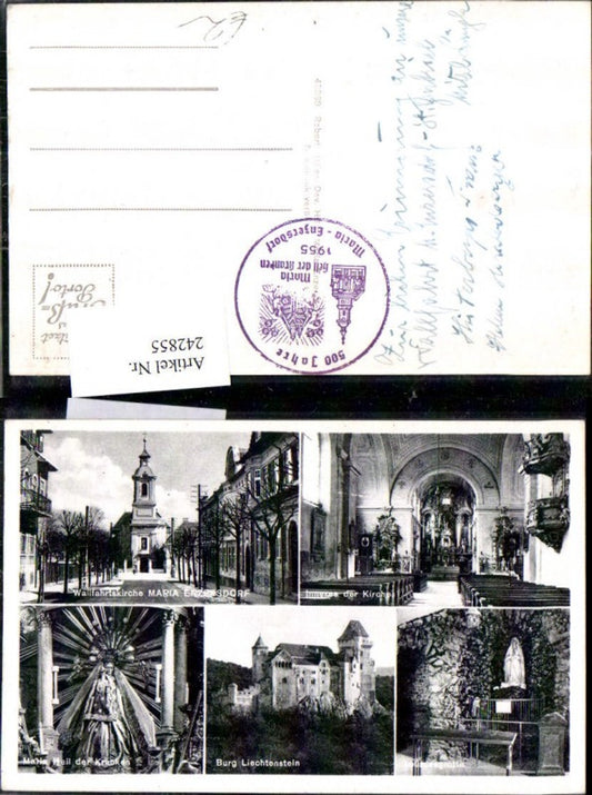 242855,Maria Enzersdorf Kirche Innenansicht Lourdesgrotte Burg Liechtenstein Mehrbildkarte