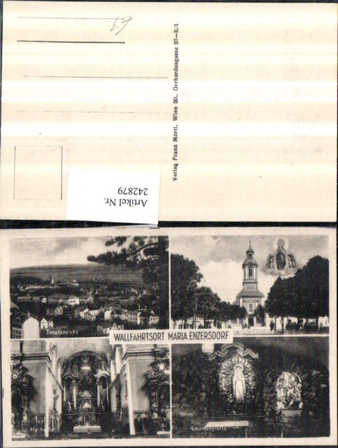 242879,Maria Enzersdorf Totale Kirche Gnadenbild Lourdesgrotte Hochaltar Mehrbildkarte