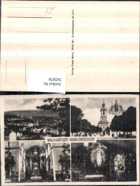 242879,Maria Enzersdorf Totale Kirche Gnadenbild Lourdesgrotte Hochaltar Mehrbildkarte