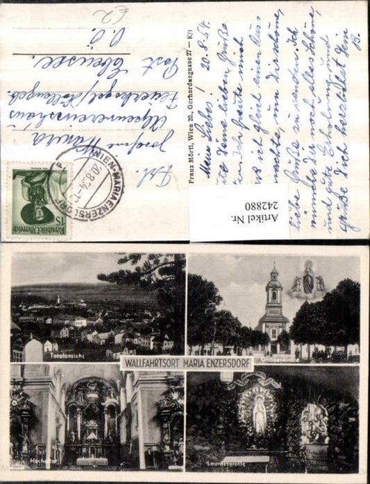 242880,Maria Enzersdorf Totale Kirche Gnadenbild Lourdesgrotte Hochaltar Mehrbildkarte