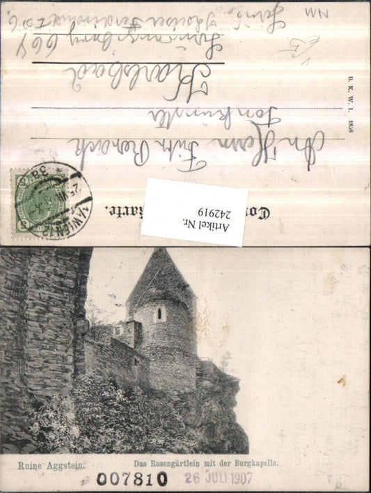 242919,Ruine Aggstein Das Rosengärtlein m. d. Burgkapelle pub Brüder Kohn B.K.W.I. 1838