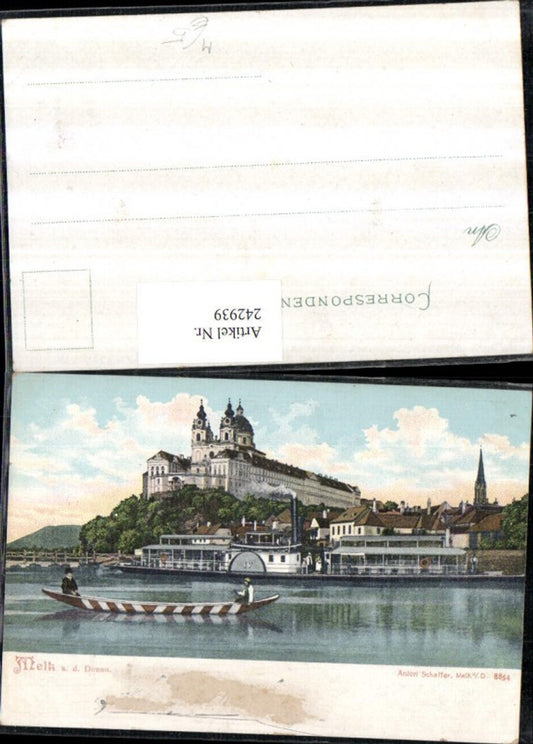 242939,Melk an d. Donau Stift Dampfer Ruderboot