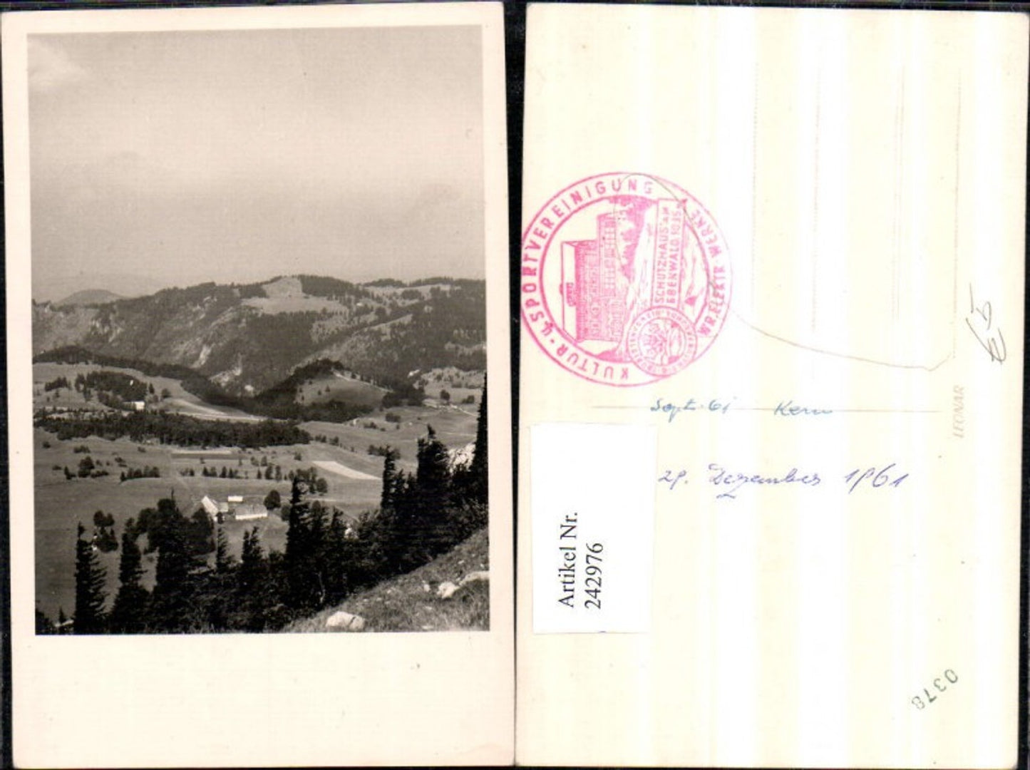 242976,Schutzhaus Ebenwald b. Kleinzell Lilienfeld Blick ins Tal