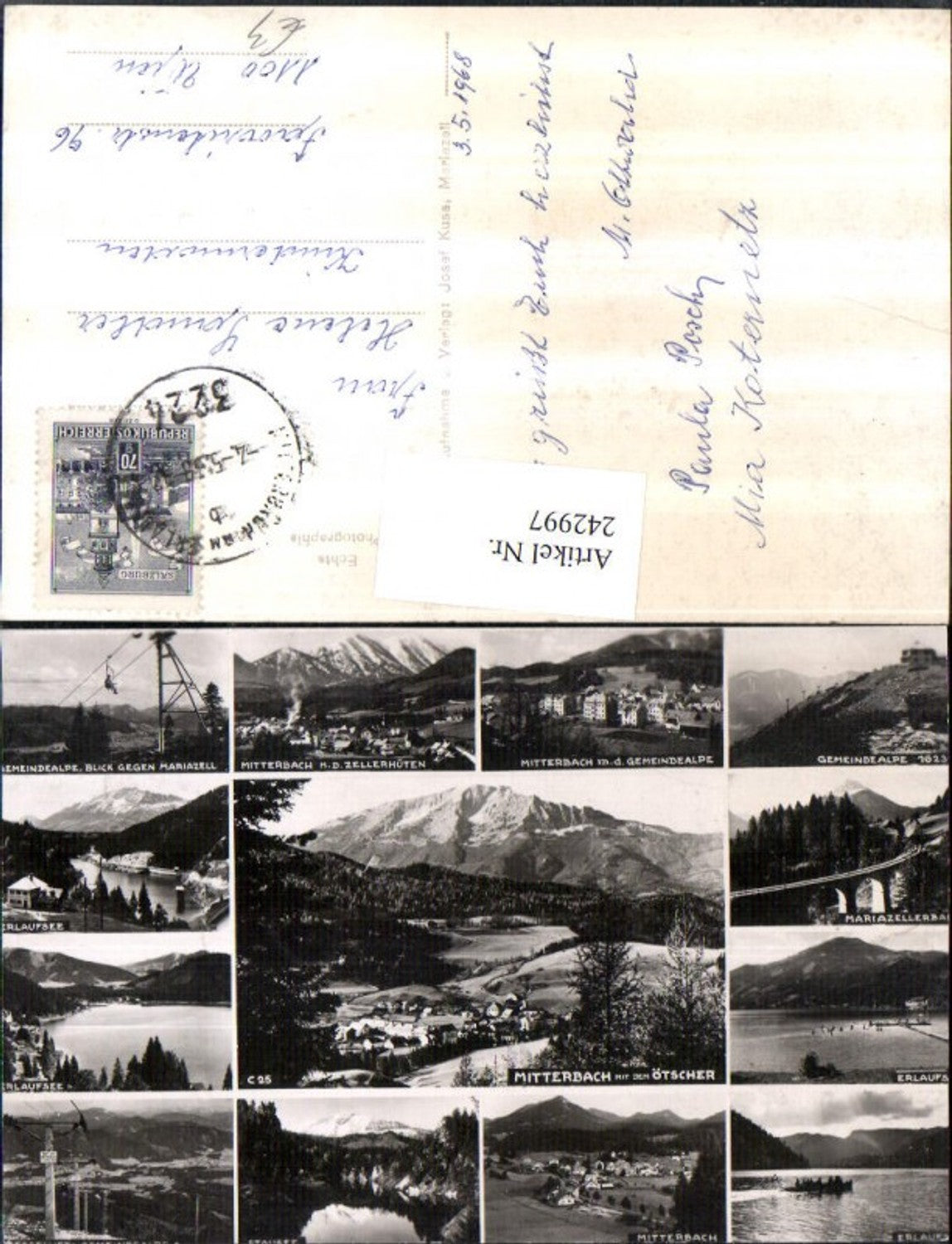 242997,Mitterbach Totale m. d. Ötscher Gemeindealpe Erlaufsee Sessellift Viadukt Mehrbildkarte