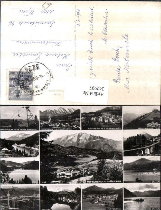 242997,Mitterbach Totale m. d. Ötscher Gemeindealpe Erlaufsee Sessellift Viadukt Mehrbildkarte