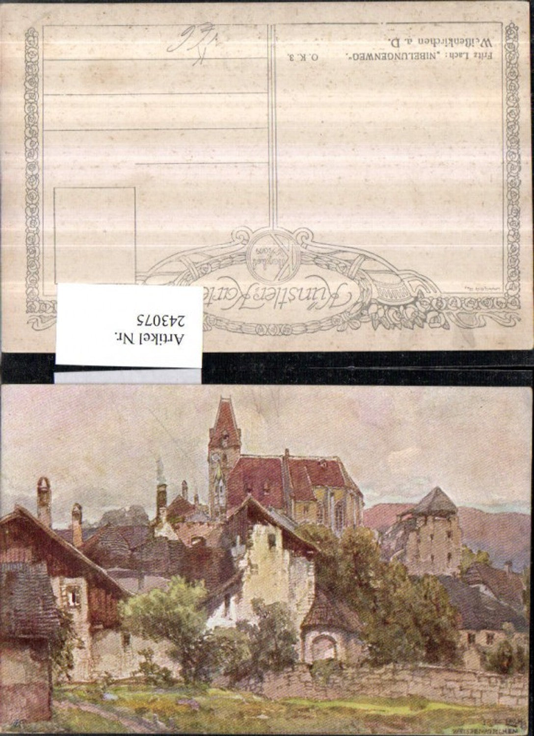 243075,Künstler AK Fritz Lach Nibelungenweg Weißenkirchen an d. Donau Teilansicht pub Kilophot