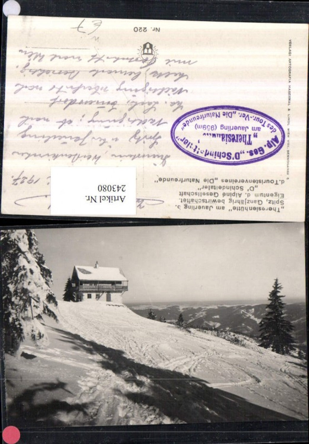 243080,Theresienhütte Berghütte am Jauerling b. Spitz Winterbild