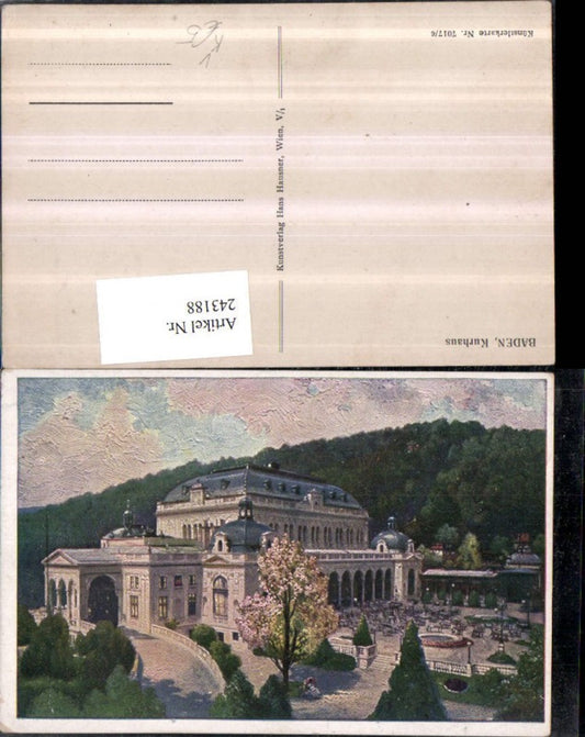 243188,Künstler AK Baden b. Wien Kurhaus pub Hans Hausner 7017/6