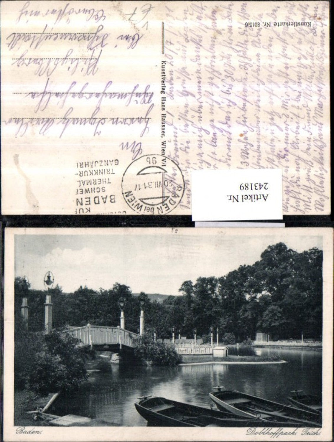 243189,Baden Doblhoffpark Teich Ruderboote pub Hans Hausner 8015/6