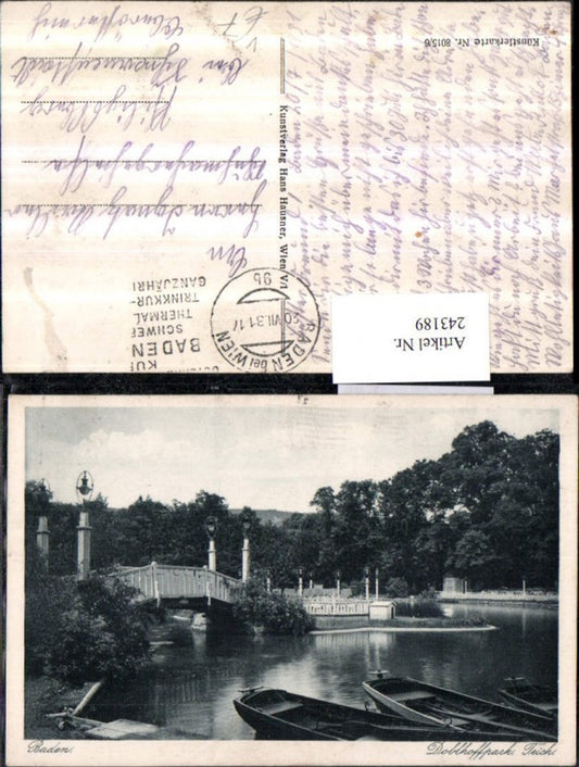 243189,Baden Doblhoffpark Teich Ruderboote pub Hans Hausner 8015/6