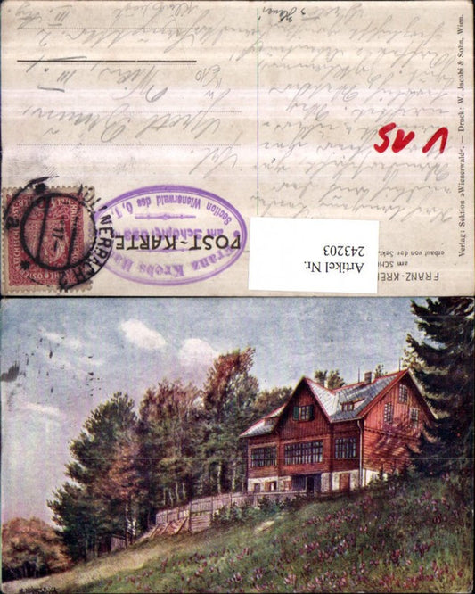 243203,Künstler AK H. Klingsbögl Franz Krebs Schutzhaus am Schöpfl b. Klausen-Leopoldsdorf