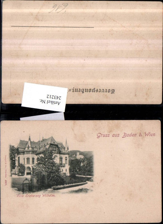 243212,Gruß aus Baden b. Wien Villa Erzherzog Wilhelm pub Stengel u. Co 4860