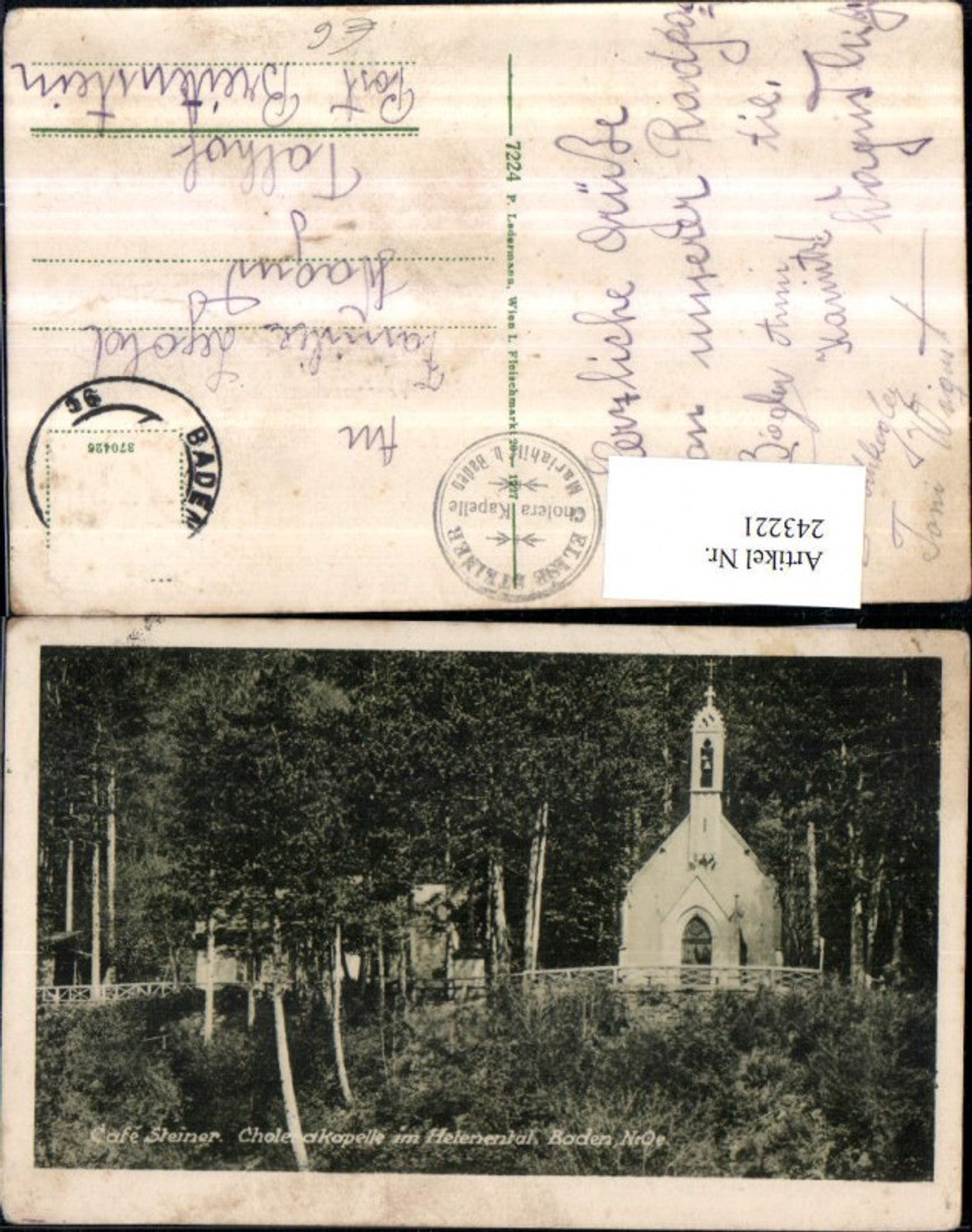 243221,Baden Cafe Steiner u. Cholerakapelle im Helenental