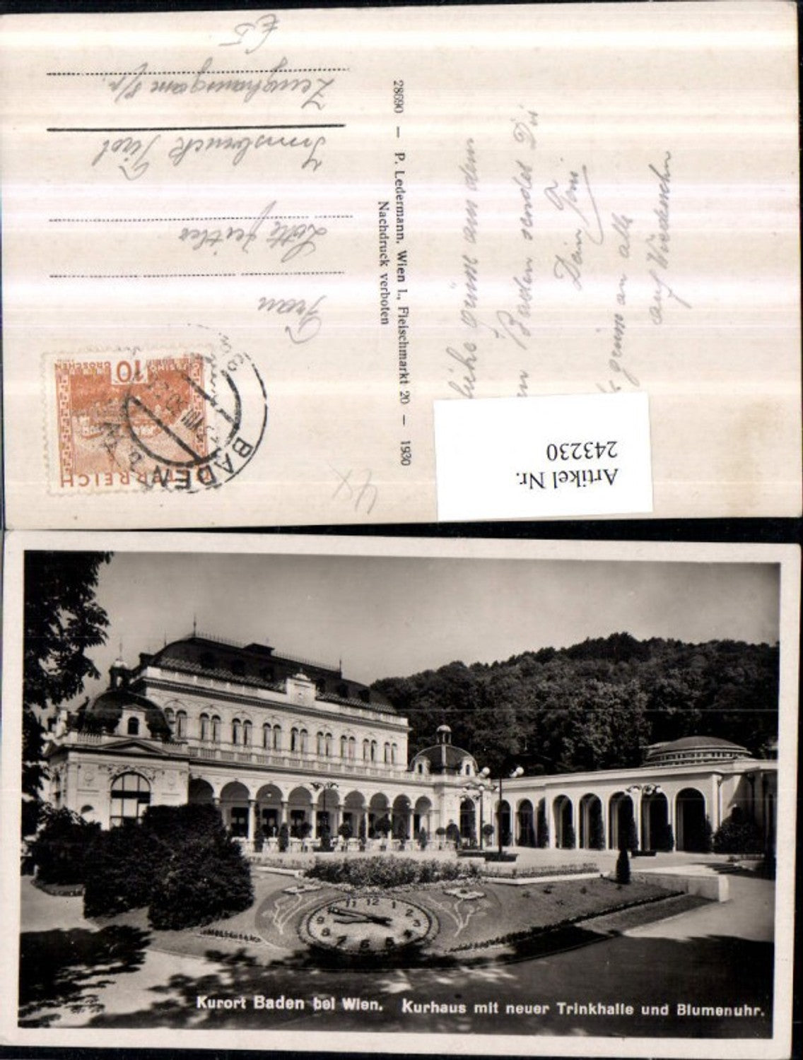 243230,Baden b. Wien Kurhaus m. Neuer Trinkhalle u. Blumenuhr