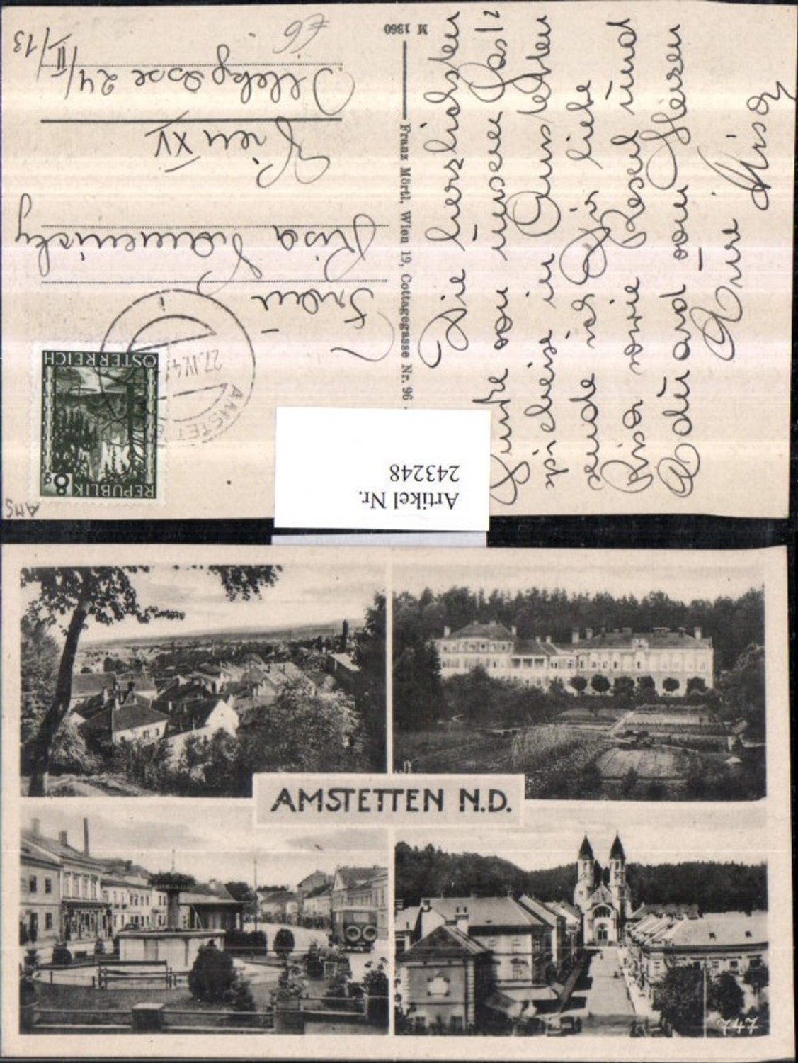 243248,Amstetten Totale Kirche Brunnen Mehrbildkarte