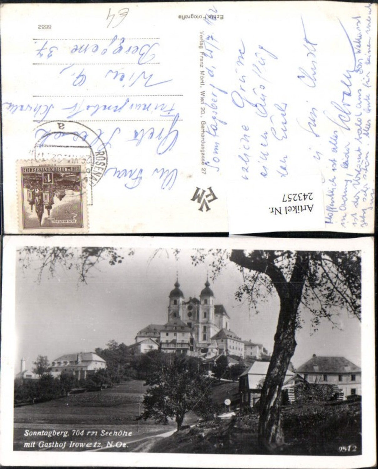 243257,Sonntagberg Totale m. Gasthof Irowetz u. Kirche