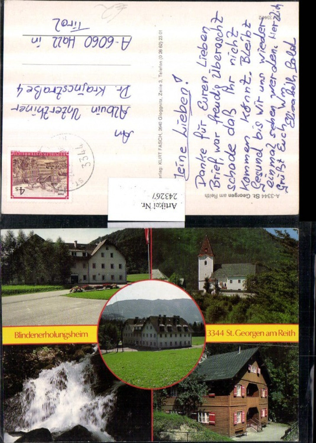 243267,St. Georgen am Reith Blindenerholungsheim Wasserfall Kirche Mehrbildkarte