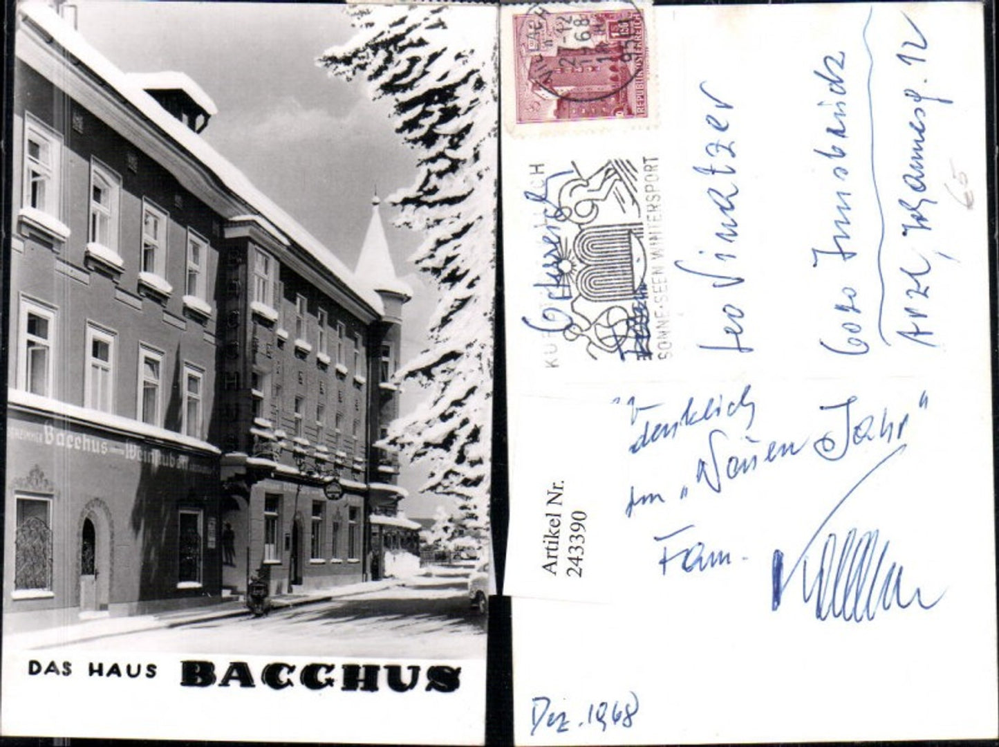 243390,Villach Das Haus Bacchus Weinstüberl Winterbild