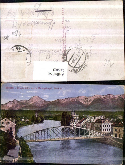 243403,Villach Draubrücke Brücke m. d. Mittagskogel