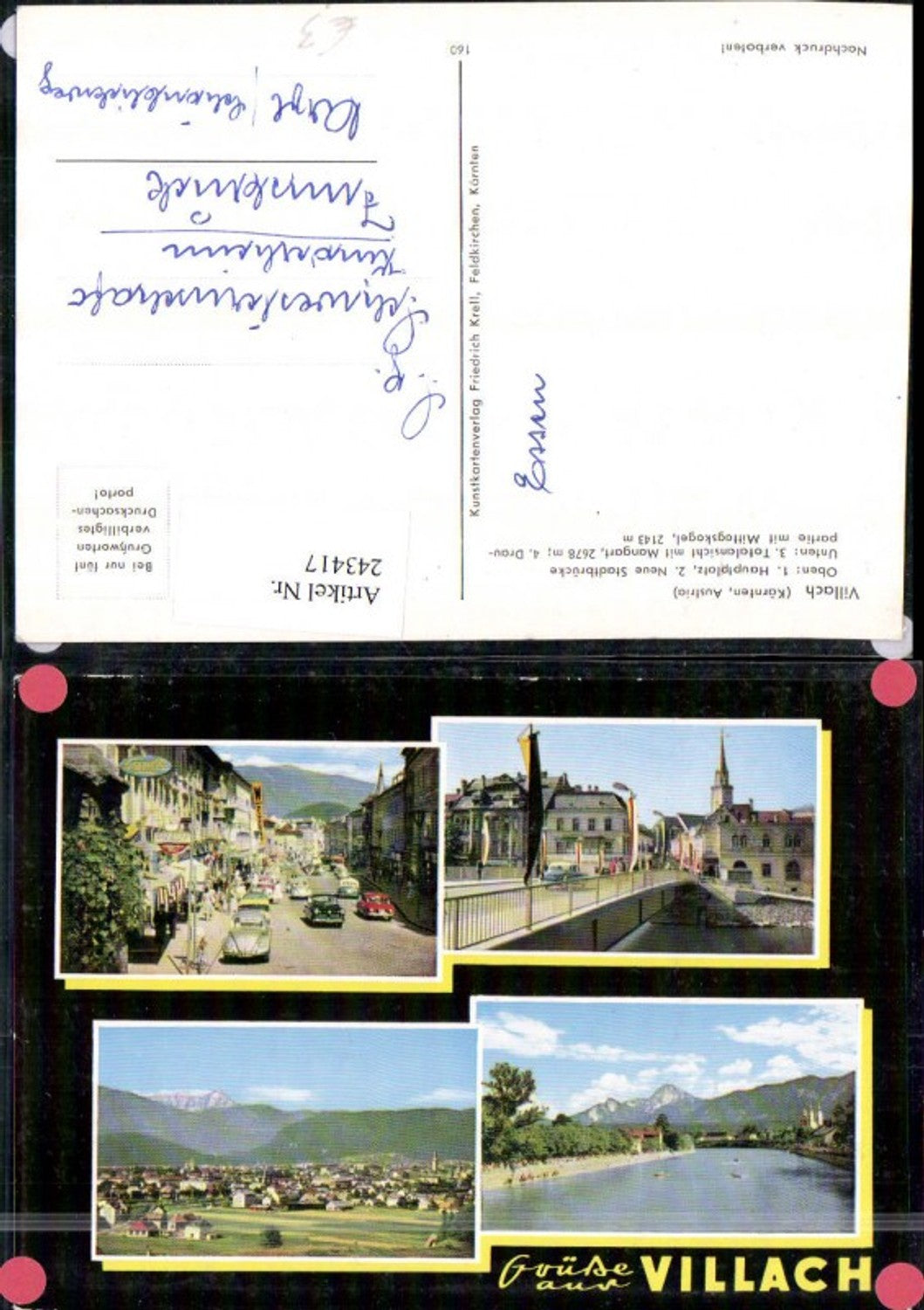 243417,Villach Totale Hauptplatz Stadtbrücke Draupartie Mehrbildkarte