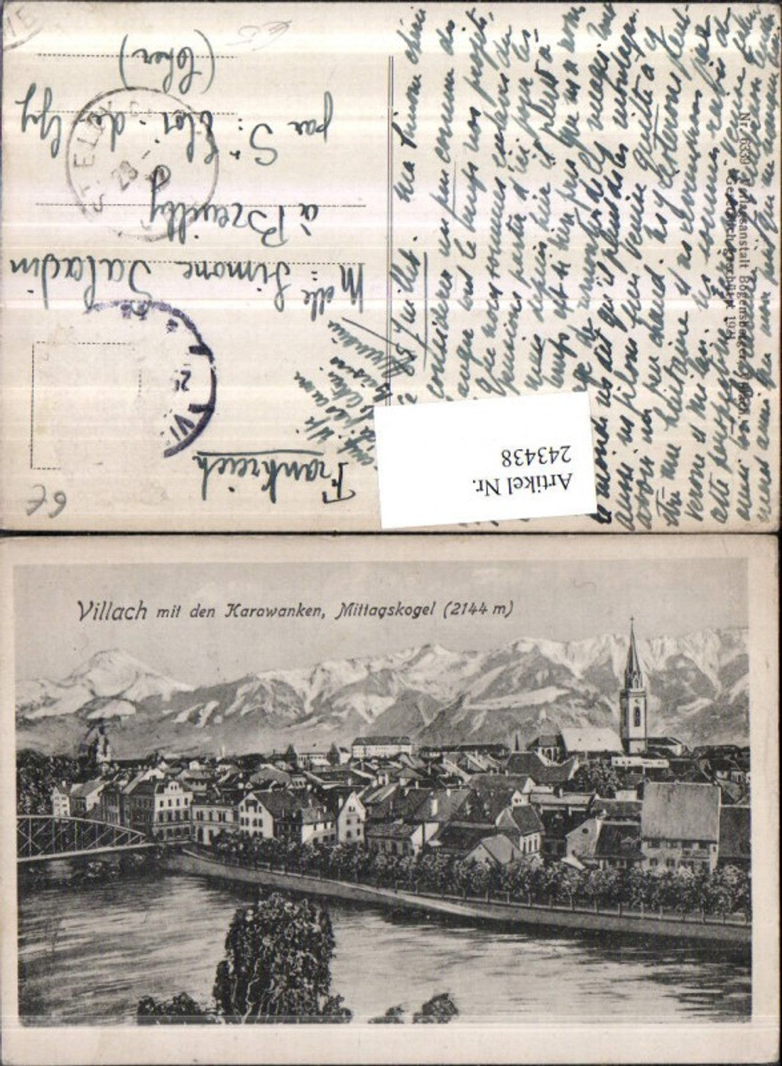 243438,Villach Teilansicht m. d. Karawanken u. Mittagskogel