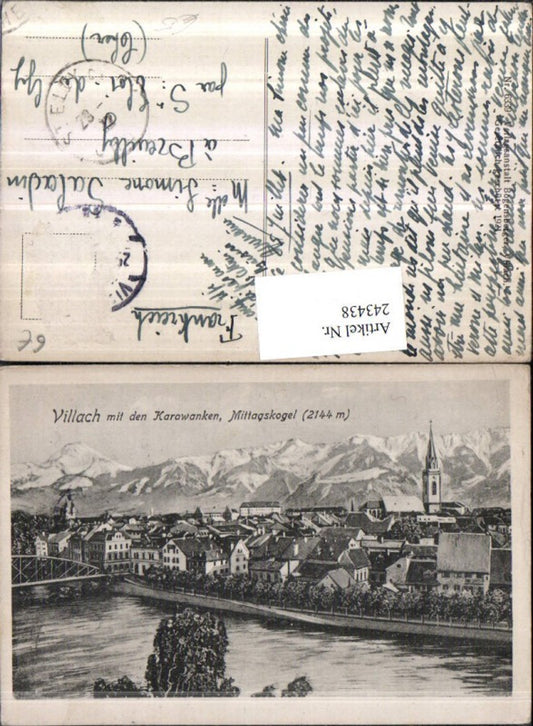243438,Villach Teilansicht m. d. Karawanken u. Mittagskogel