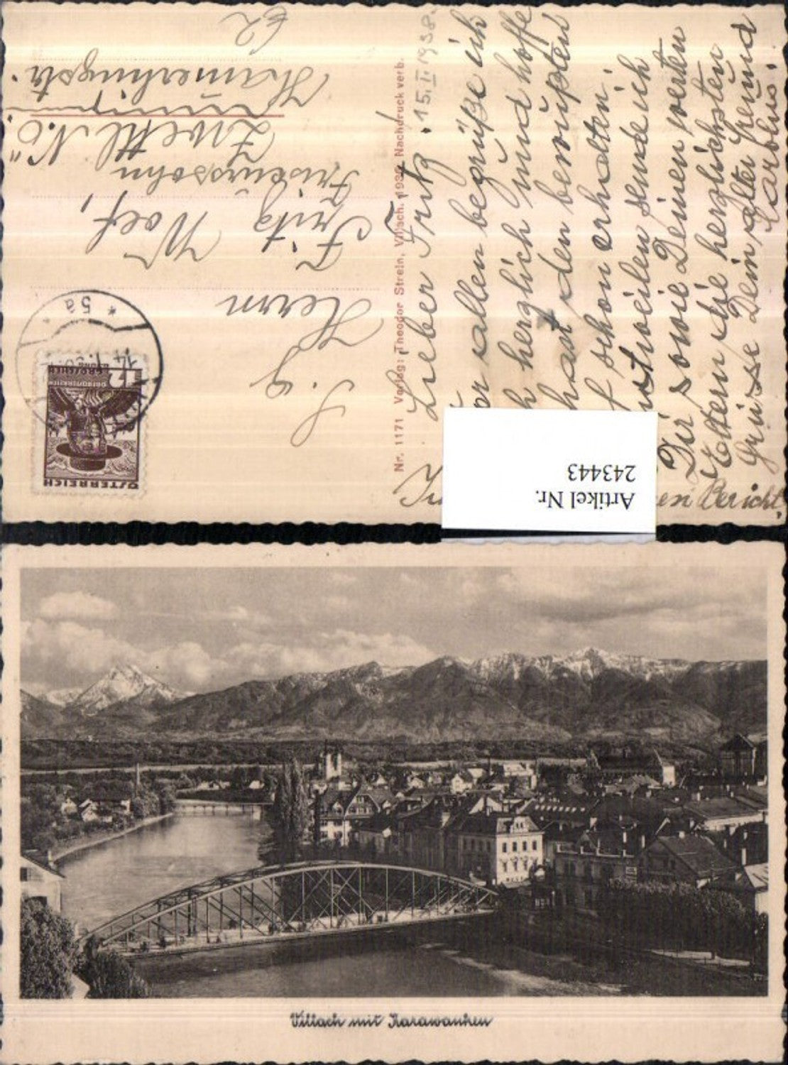 243443,Villach Teilansicht Brücke m. Karawanken